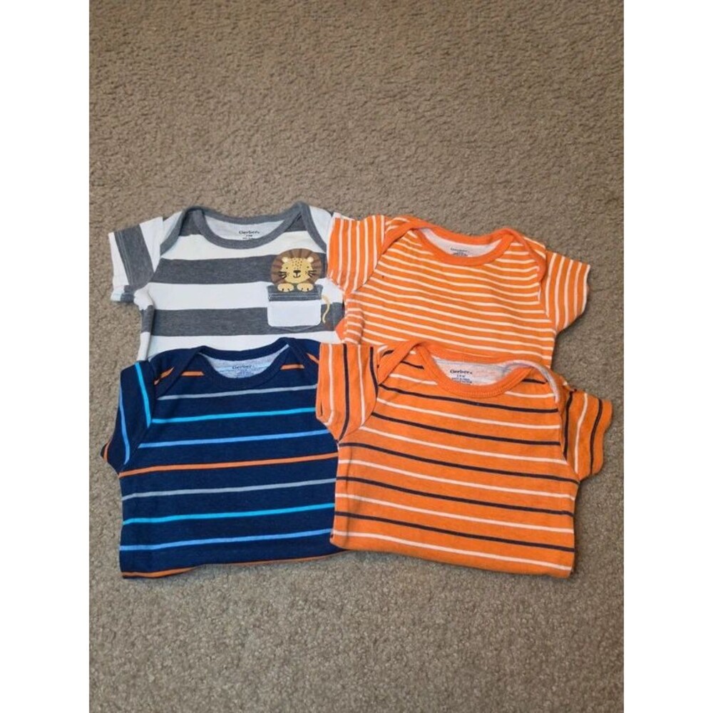 Gerber Baby Boys 4-Pack Striped Onesies Lot - Size 3-6 Months